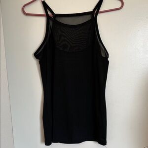 Black Mesh Yoke Tank Top - Women